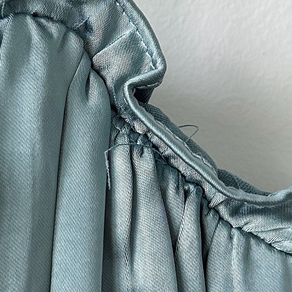 Altar’d State Satin Tie Corset Crop Sweetheart Ruffle Top Blue Small - Picture 9 of 9